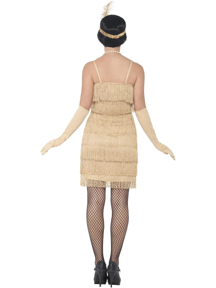 Flapper Costume, Gold, with Short Dress