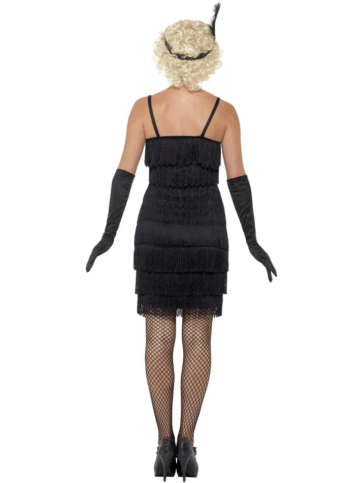 Flapper Costume, Black, with Short Dress