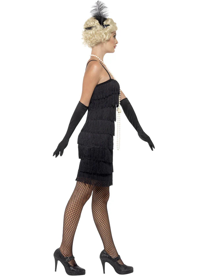 Flapper Costume, Black, with Short Dress