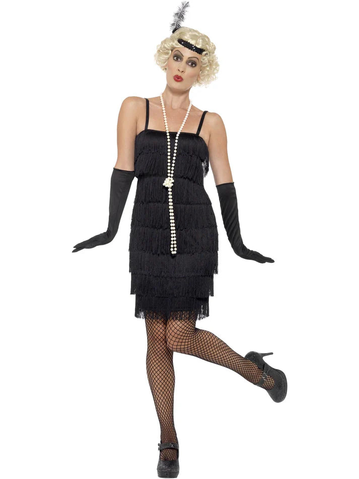 Flapper Costume, Black, with Short Dress