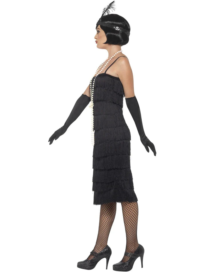 Flapper Costume, Black, with Long Dress